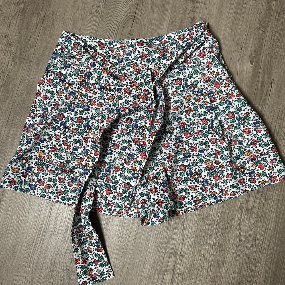 J.Crew Floral Pleated High Rise Shorts Size 4 Belted Waist Tie Multicolor